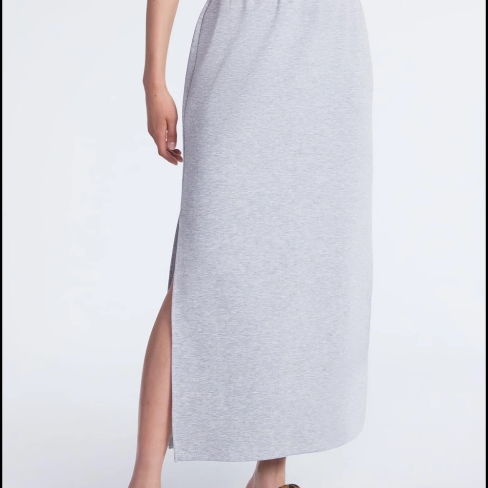 Chic Light Gray Midi Skirt